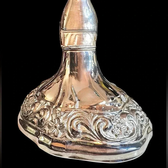 GLOW💚Antique Uranium Custard Glass Silver-Plated Lamp - Picture 5 of 9